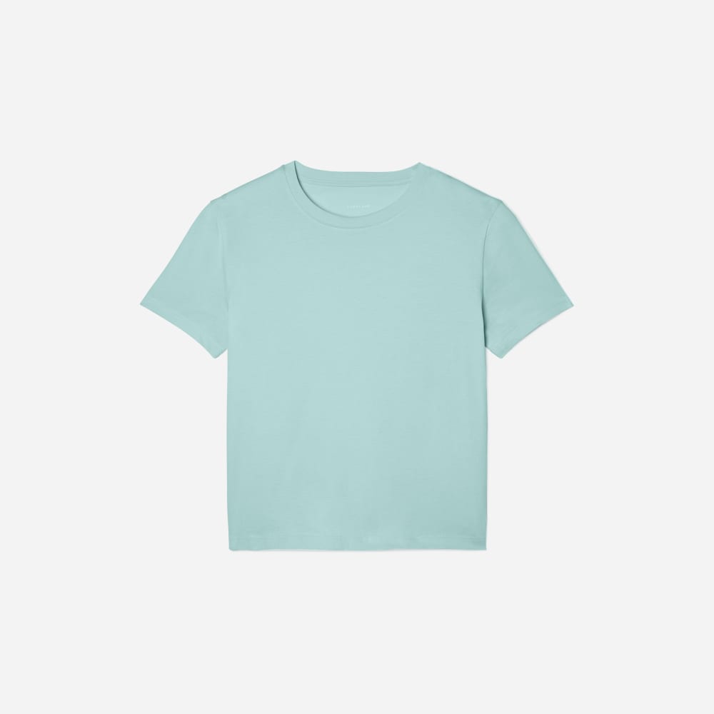 The Box-Cut Tee in Essential Cotton in Ice Blue — front view