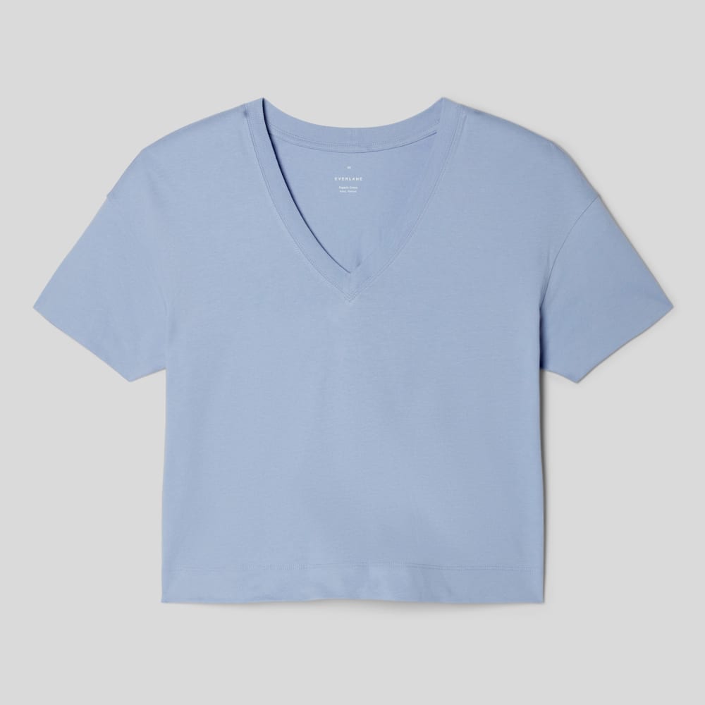 The Organic Cotton Slouchy V-Neck in Periwinkle — alternate view