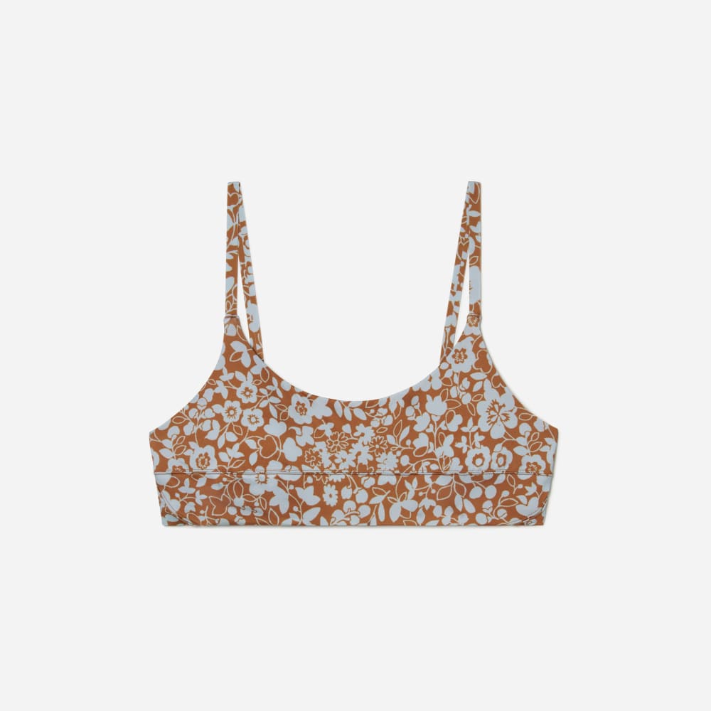 The Scoop-Neck Bikini Top in Honey Floral — front view