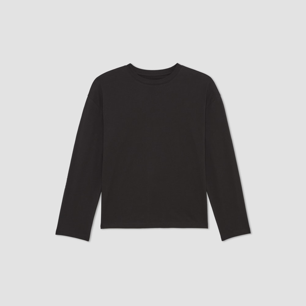 The Organic Cotton Relaxed Long Sleeve Tee in Vintage Black — alternate view