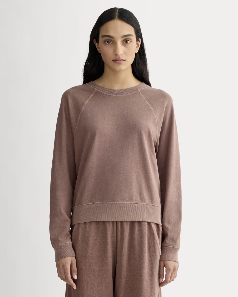 The Off-Duty Long-Sleeve Tee in Brown Garment Dye — front view