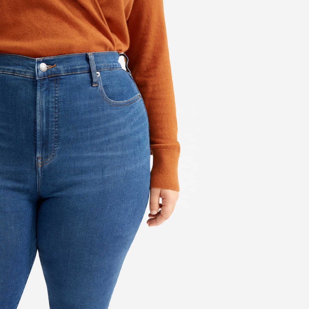 The Authentic Stretch High-Rise Skinny in Mid Blue — detail view