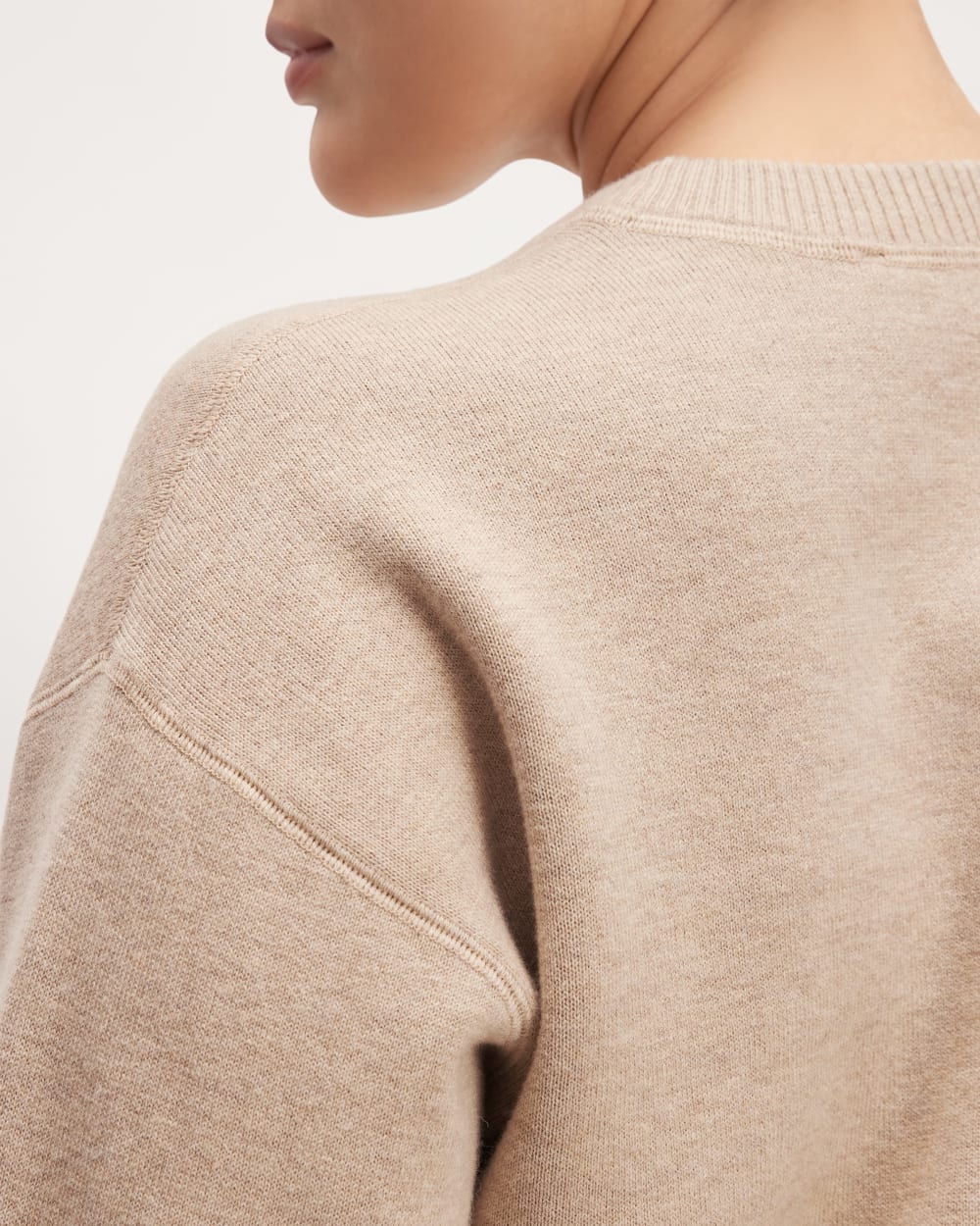 The Cotton-Merino Sweatshirt in Warm Oat Heather — detail view