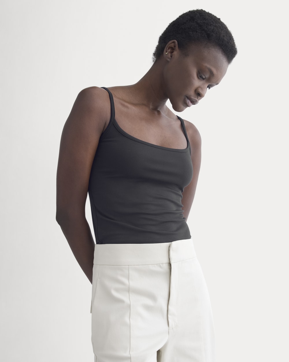 Scoopneck Cami in Black — front view