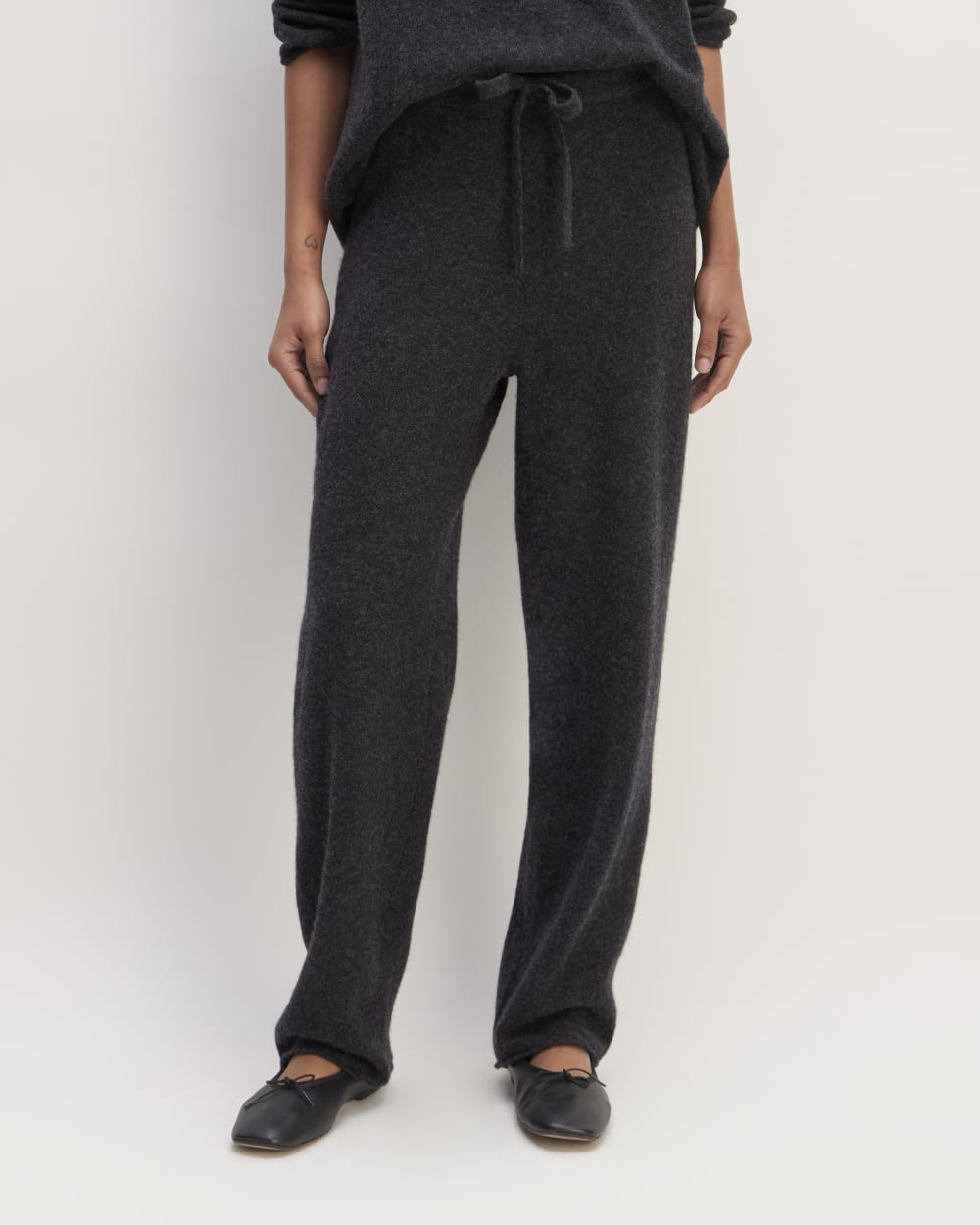 The Cozy-Stretch Straight-Leg Sweatpant in Charcoal — detail view
