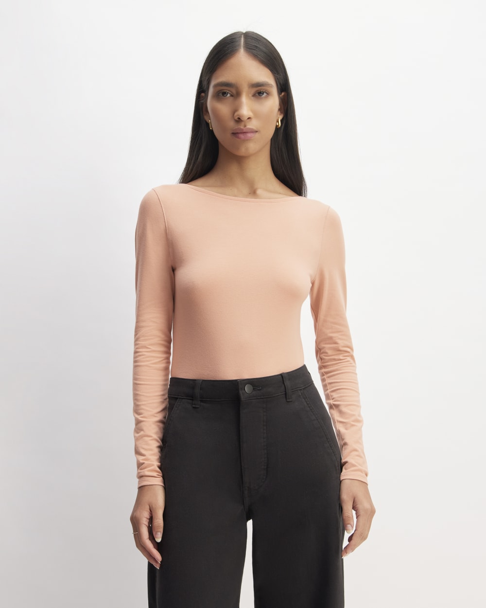 The Supima® Form Scoop-Back Tee in Blush Pink — front view