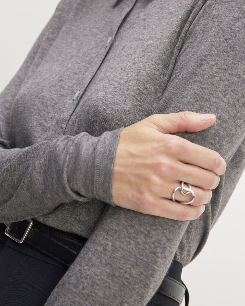 The Must-Have Shirt in Butterluxe in Heather Charcoal — detail view