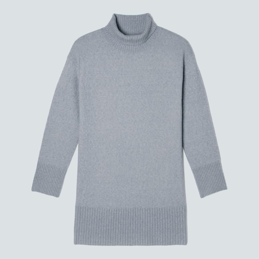 The Cozy Stretch Turtleneck Dress in Smoke — alternate view
