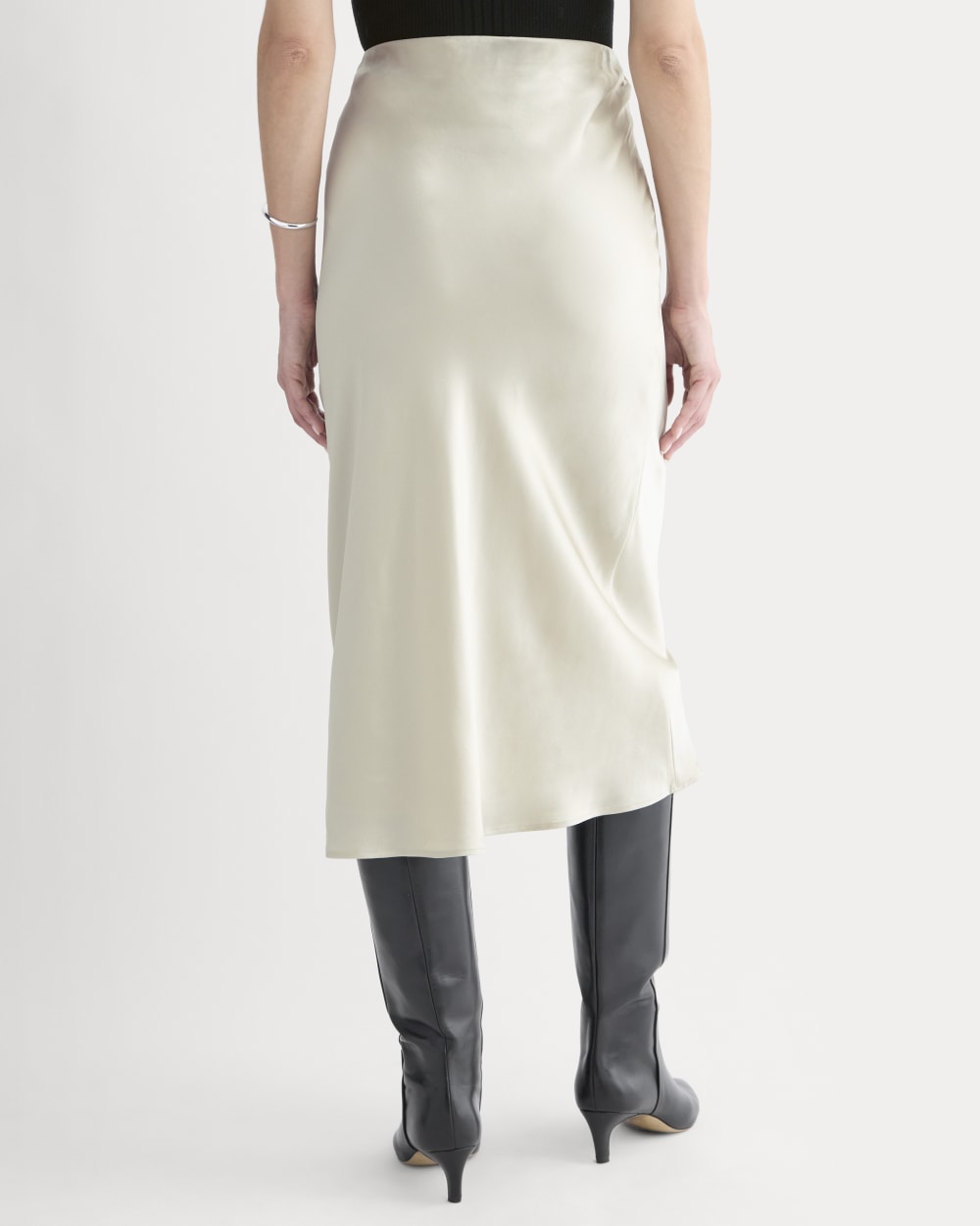 Slip Skirt in Silk Charmeuse in Peyote — detail view