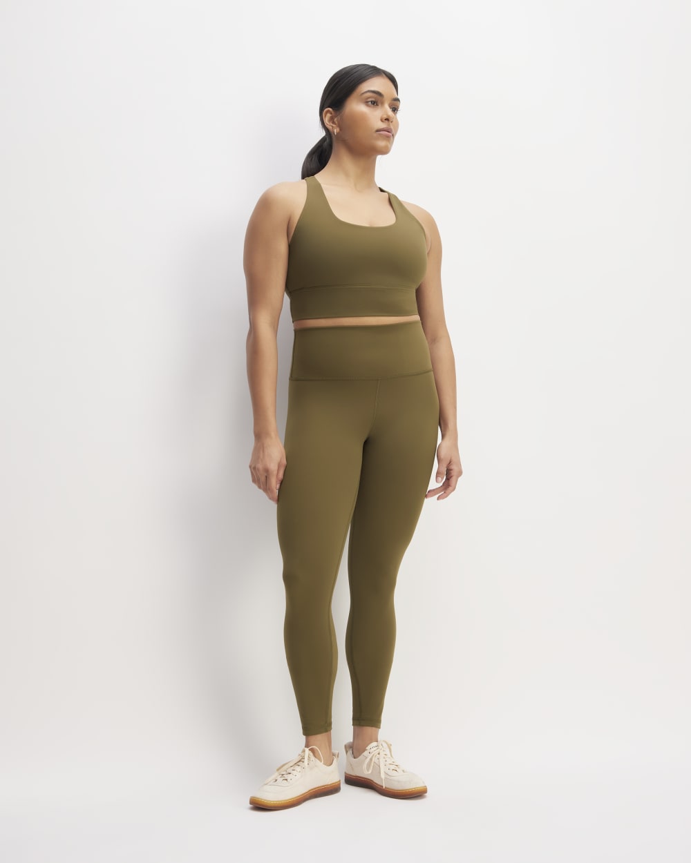 The Perform Longline Bra in Beech — detail view
