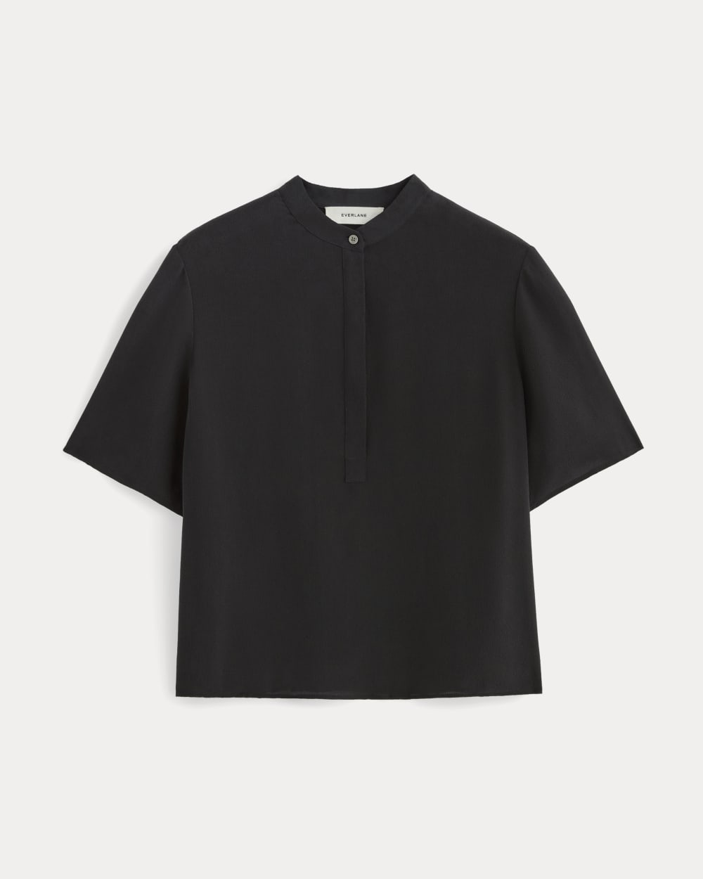 The Popover Top in Washable Silk in Black — alternate view