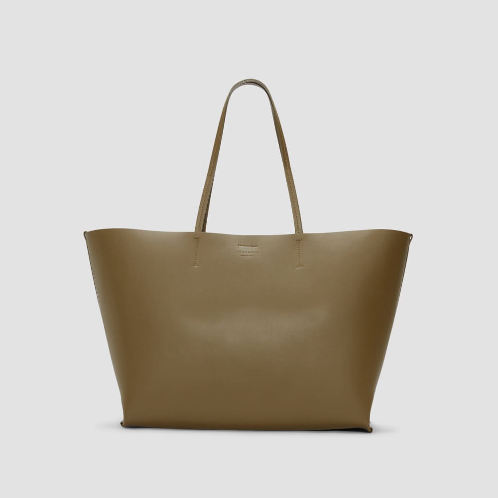 The Luxe Italian Leather Tote in Beech — front view