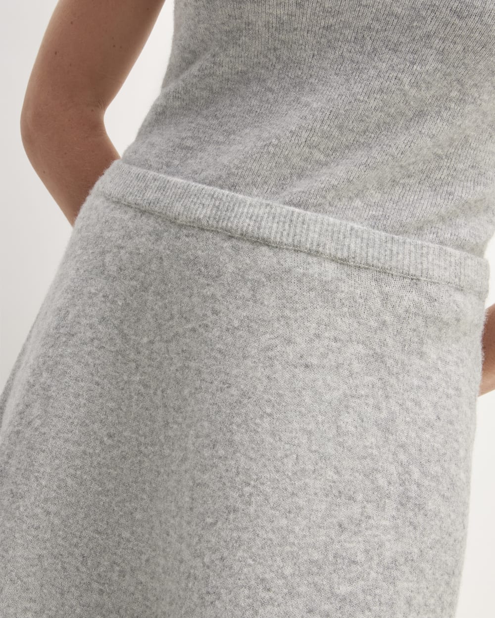 The Cozy-Stretch Skirt in Heathered Grey — detail view