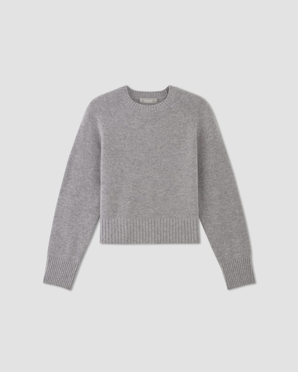 The Boxy Crew in Cashmere in Heathered Grey — alternate view