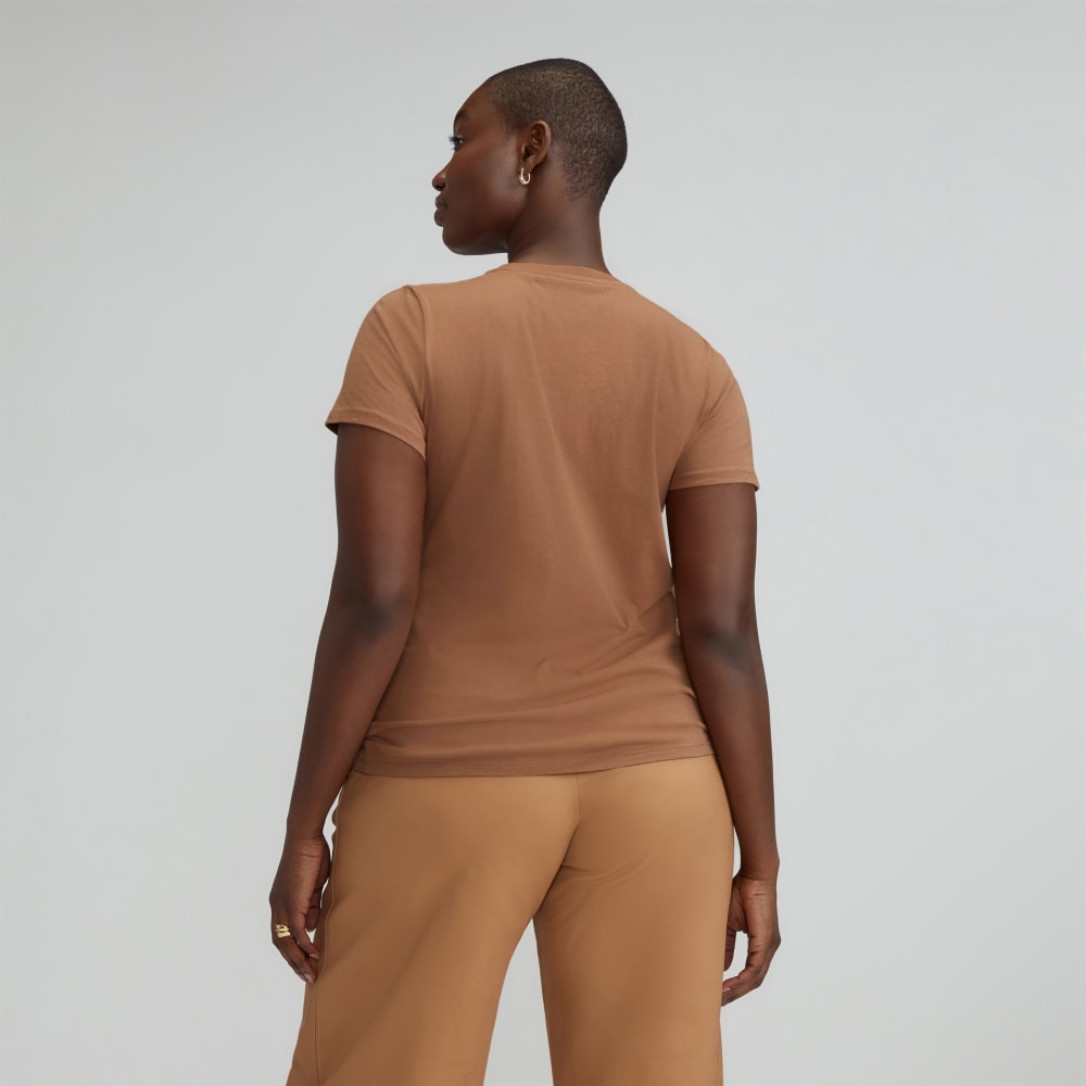 The Organic Cotton Crew Tee in Carob Brown — detail view