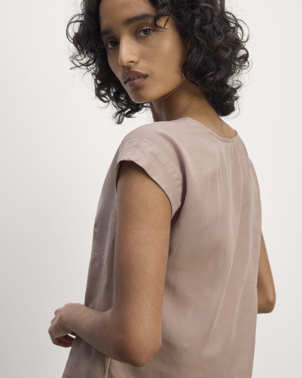 The Muscle Top in Butterlite in Dusty Rose — detail view