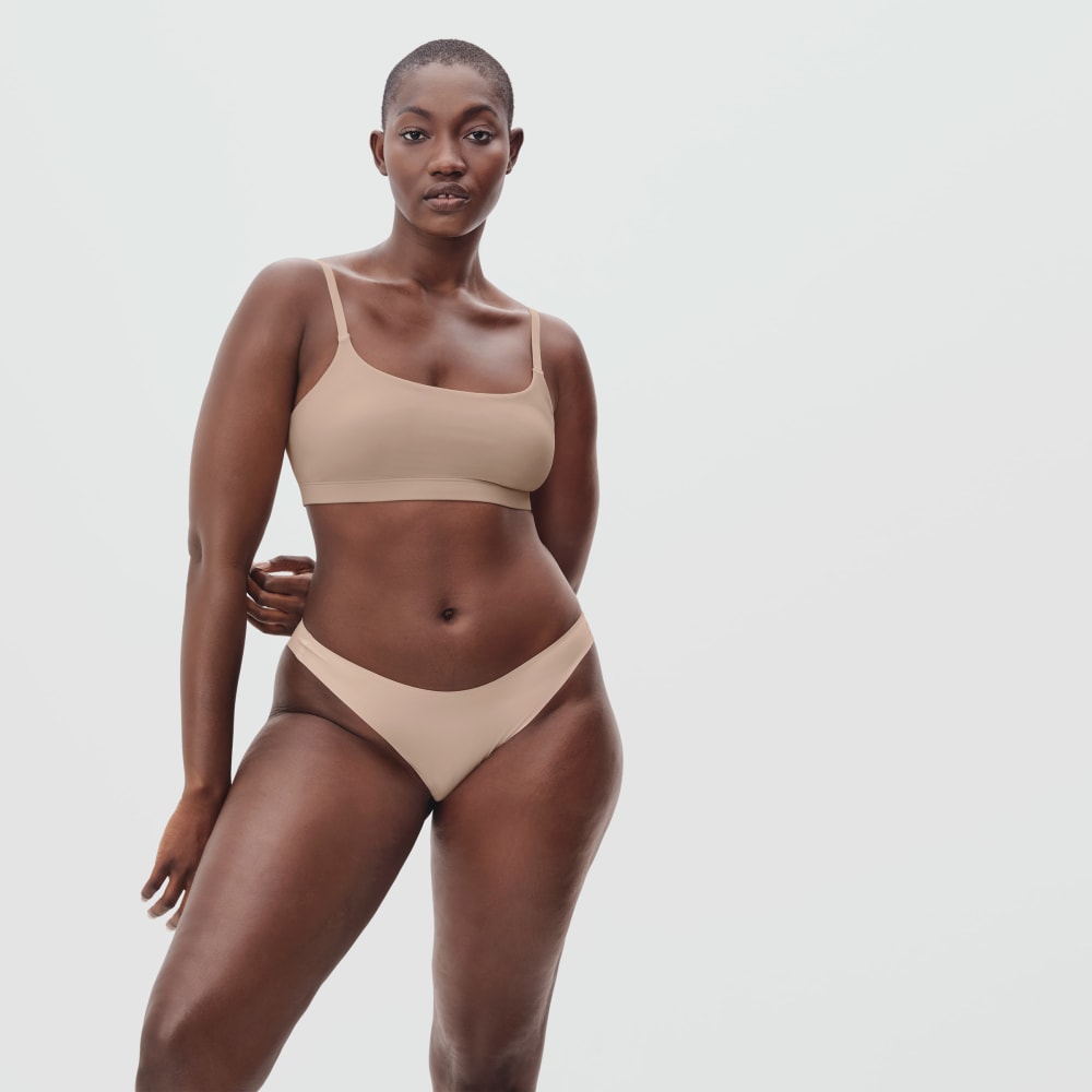The Invisible Square-Neck Bralette in Light Tan — detail view