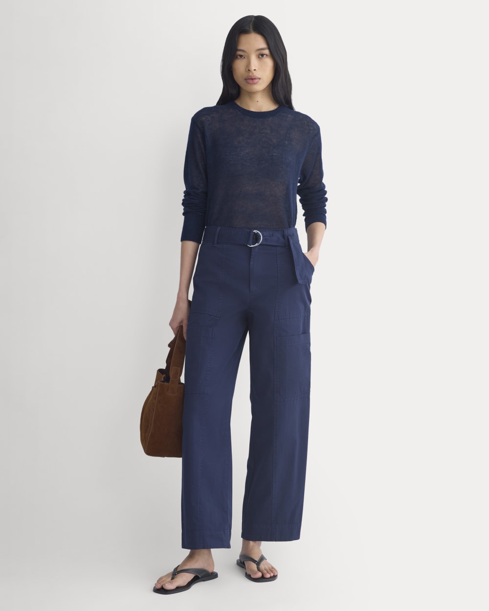 The Air Alpaca™ Relaxed Crew Top in Navy — detail view