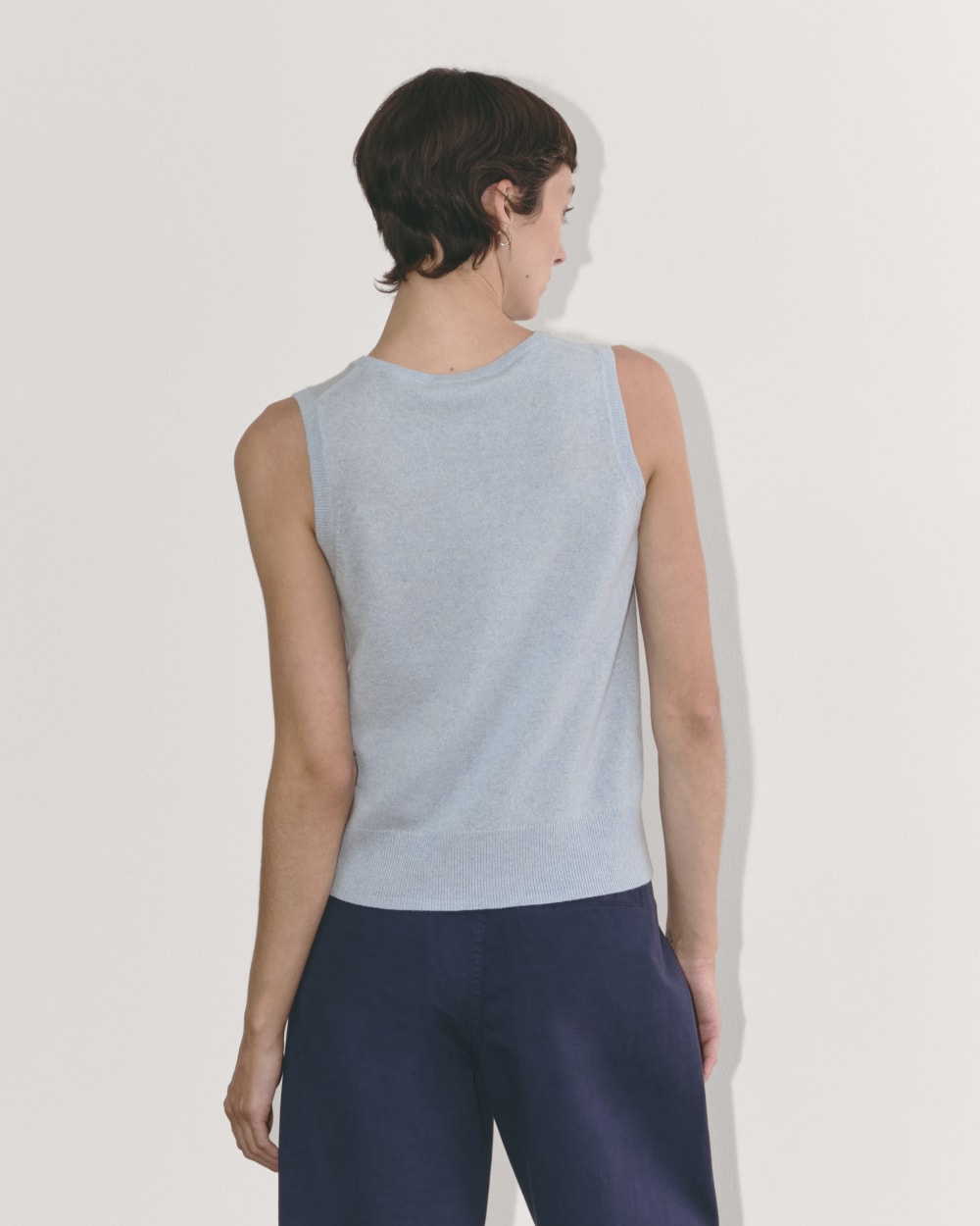 The Classic Tank in Cashmere in Sky Blue — detail view