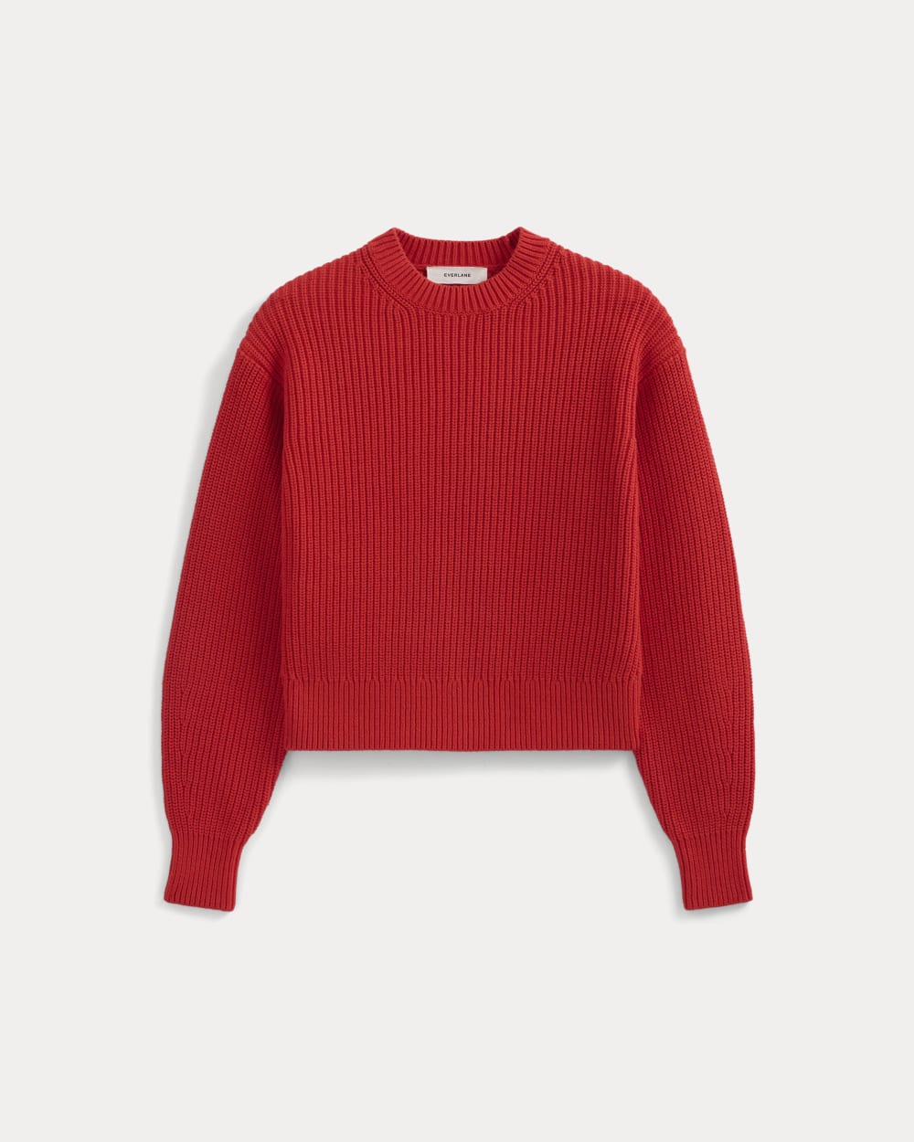 Cropped Ribbed Crew in Everyday Cotton in Fiery Red — alternate view