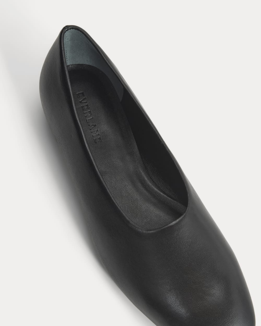 Gallery Square-Toe Flat in Black — detail view