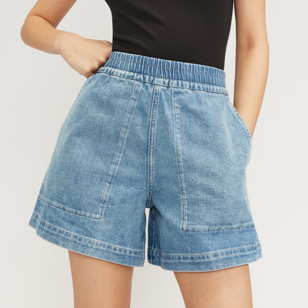 The Denim Utility Short in Shallow Water — detail view