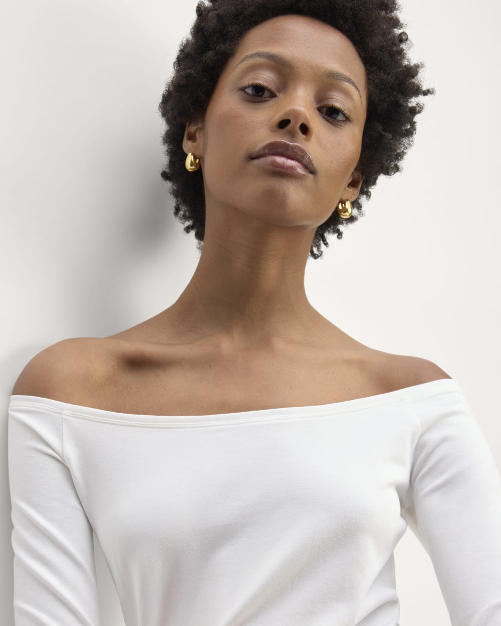 The Form Off-Shoulder Top in White — detail view