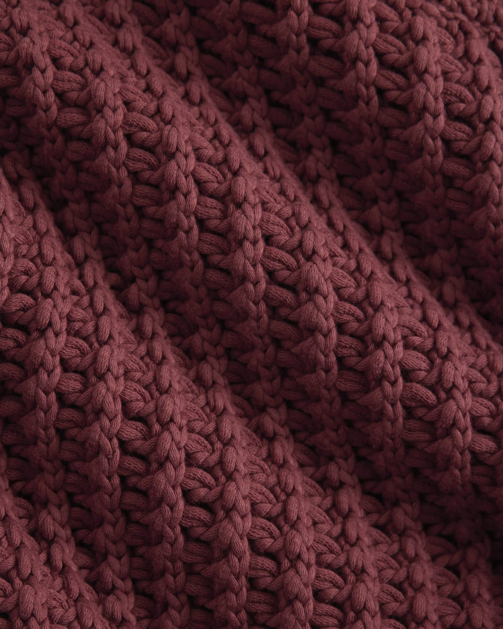 Open-Knit Crew in Elevated Cotton in Henna Red — detail view