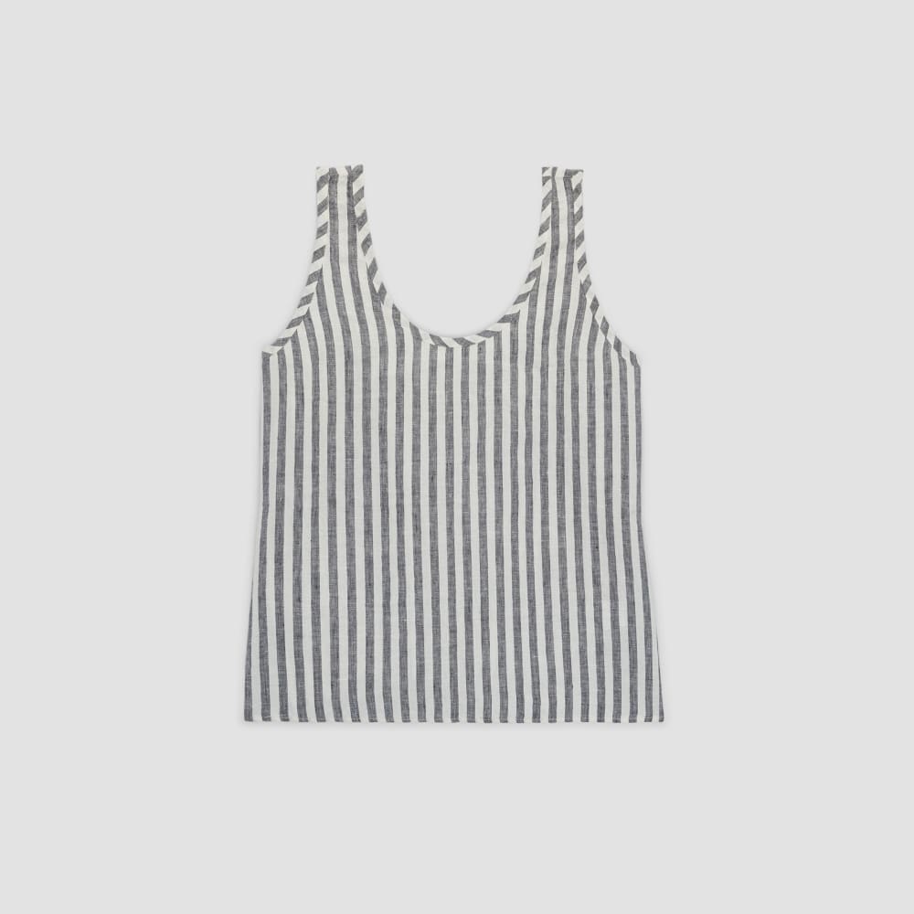 The Scoop Tank in Linen in Bone/Navy — alternate view