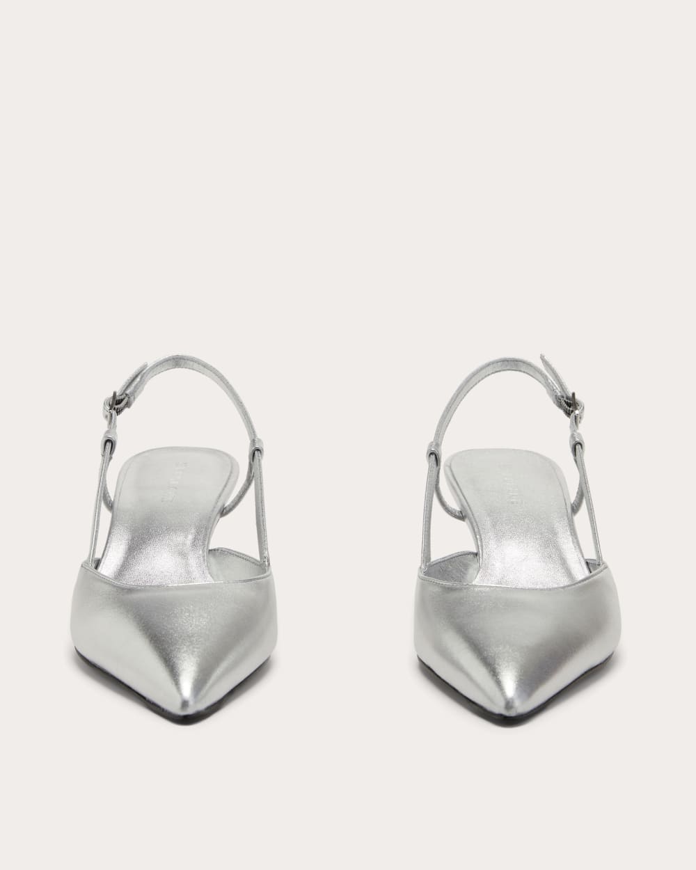 The Studio Slingback Heel in Silver — detail view