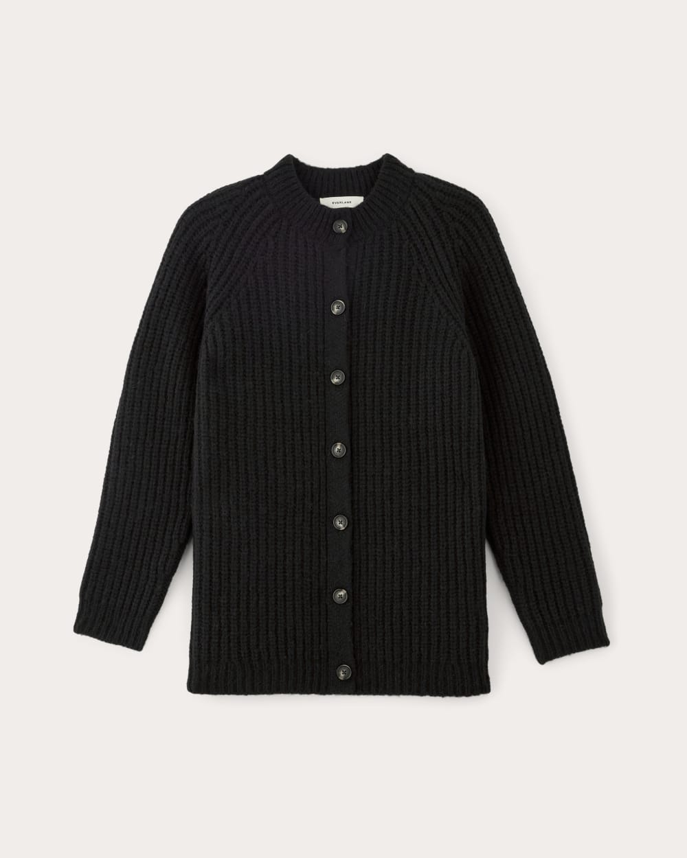 The Fisherman Cardigan in Cloud in Black — alternate view