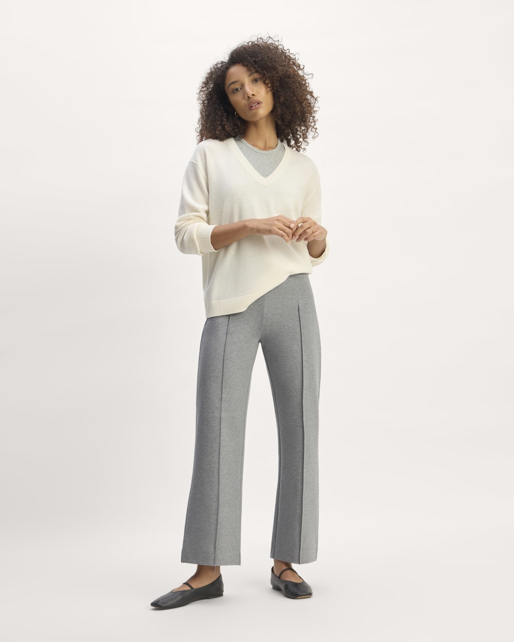 The Dream Trouser in Mid Heather Grey — front view
