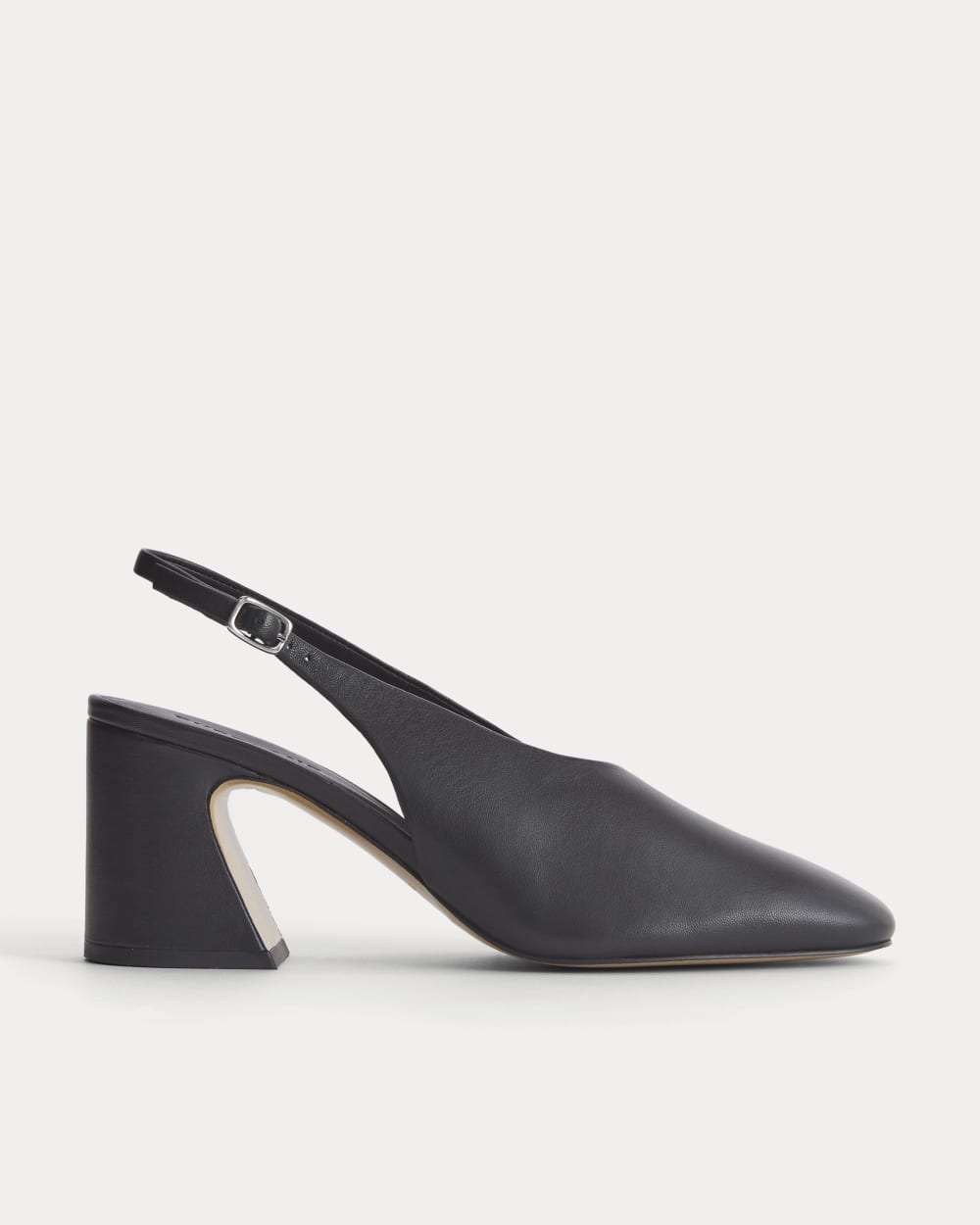 Curved Slingback Heel in Black — front view