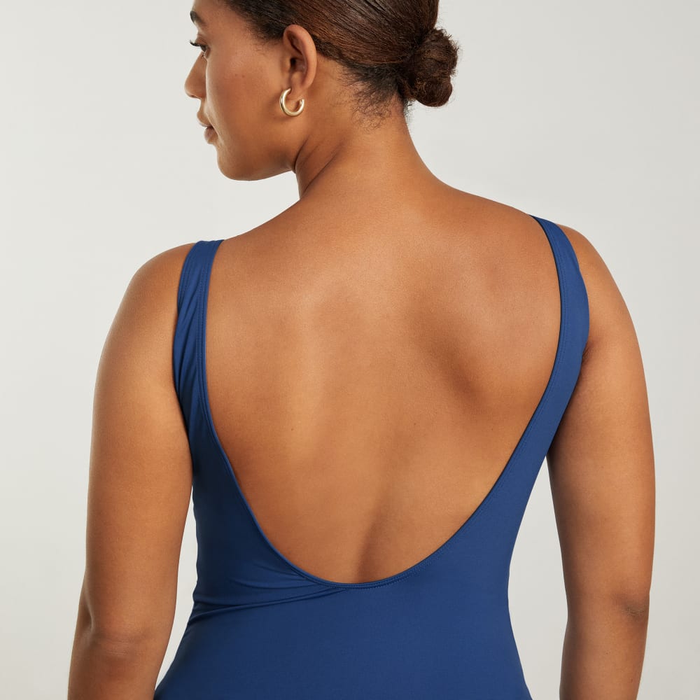 The Square-Neck One-Piece in Blue Dusk — detail view