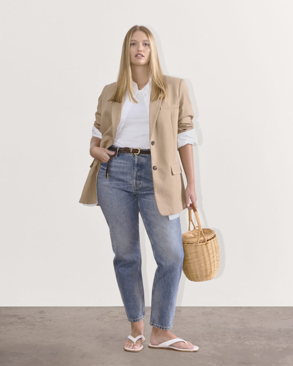 The Supima® Cotton Boyfriend Shirt in White — detail view