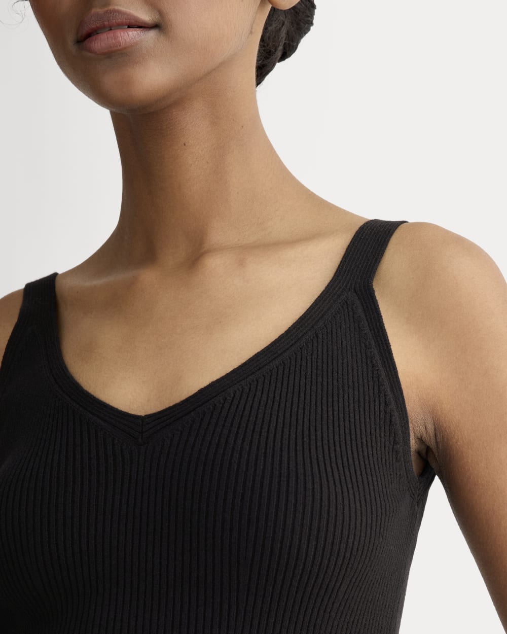 The Fine Knit Cami in Black — detail view