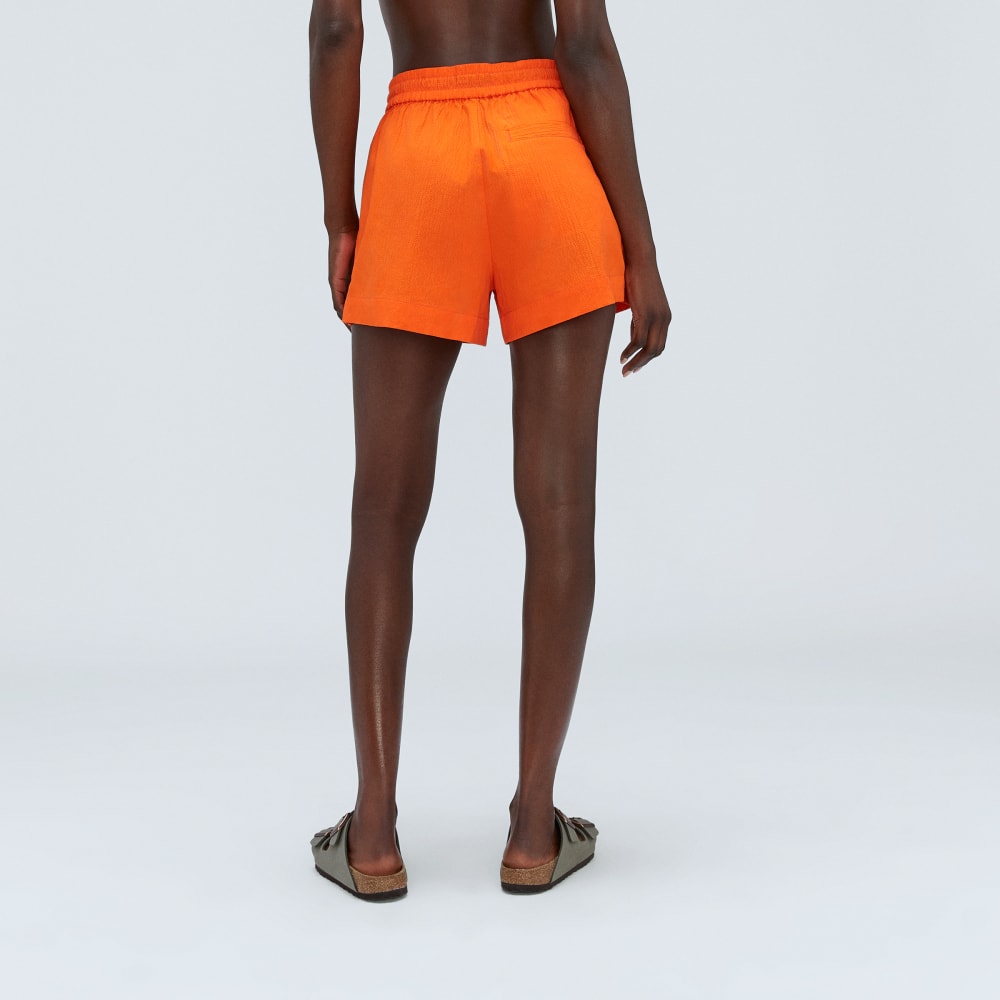 The Seersucker Boxer Short in Bright Orange — detail view