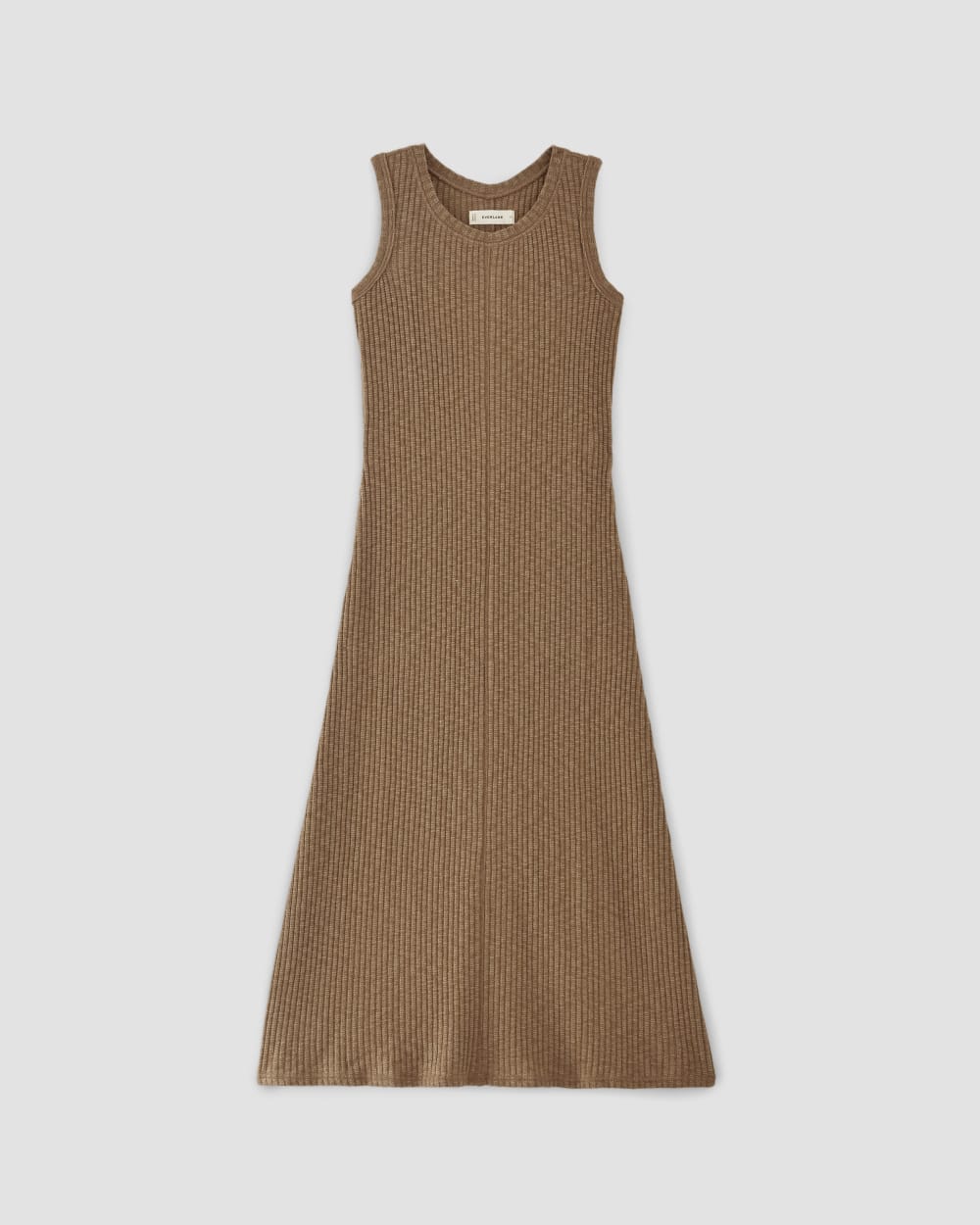 The Rib-Knit A-Line Tank Dress in Carob Brown — alternate view