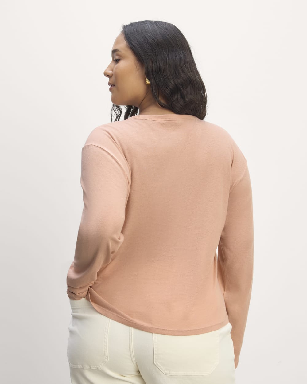 The Air Long-Sleeve Tee in Blush Pink — detail view