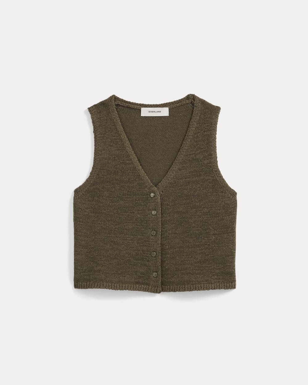 Button-Front Tank in Tape Yarn in Beech — alternate view