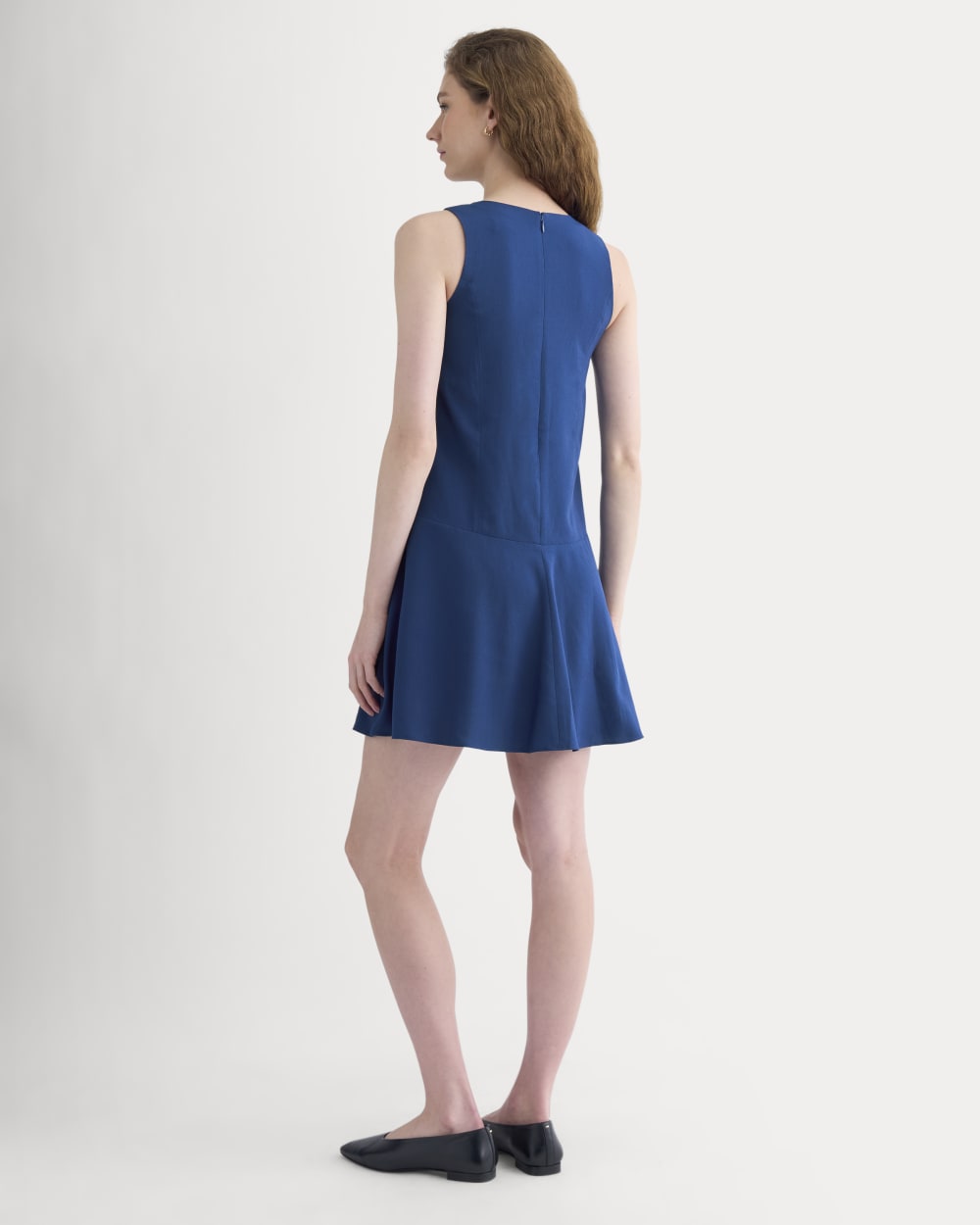 Drop Waist Mini Dress in Estate Blue — detail view