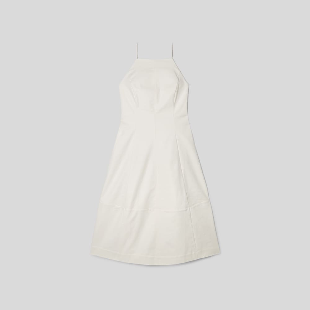 The Structured Cotton Bell Dress in Bone — alternate view