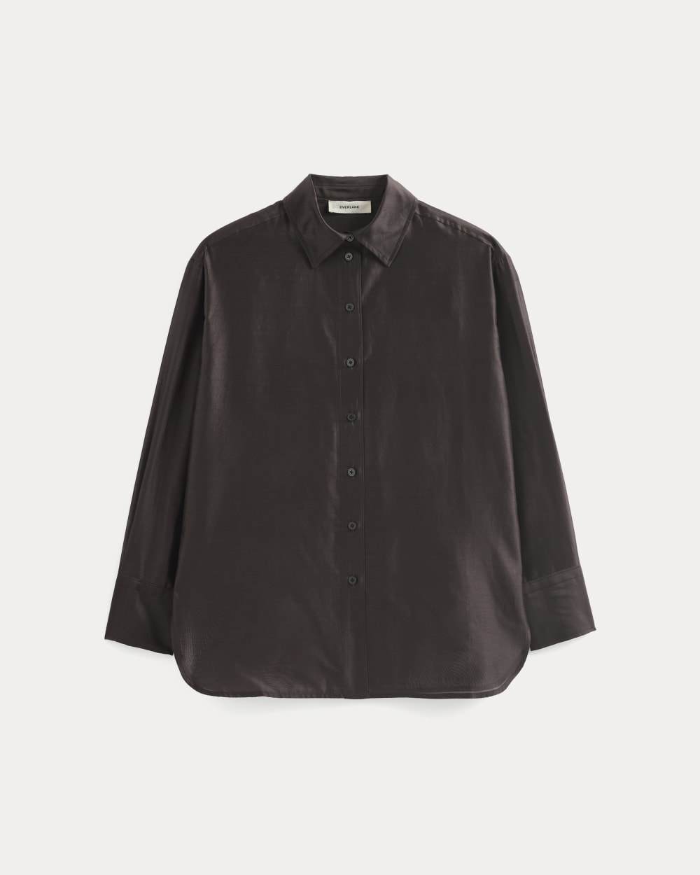 Oversized Shirt in Cotton-Silk Organza in Dark Chocolate — alternate view