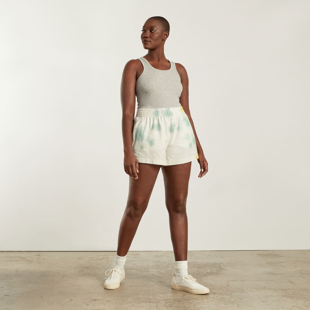 The Retro Jersey Short in Seafoam Tie Dye — detail view