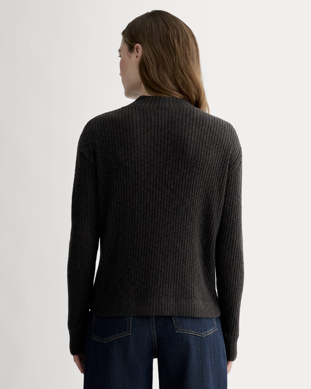 The Cozy Rib Funnel-Neck in Black — detail view
