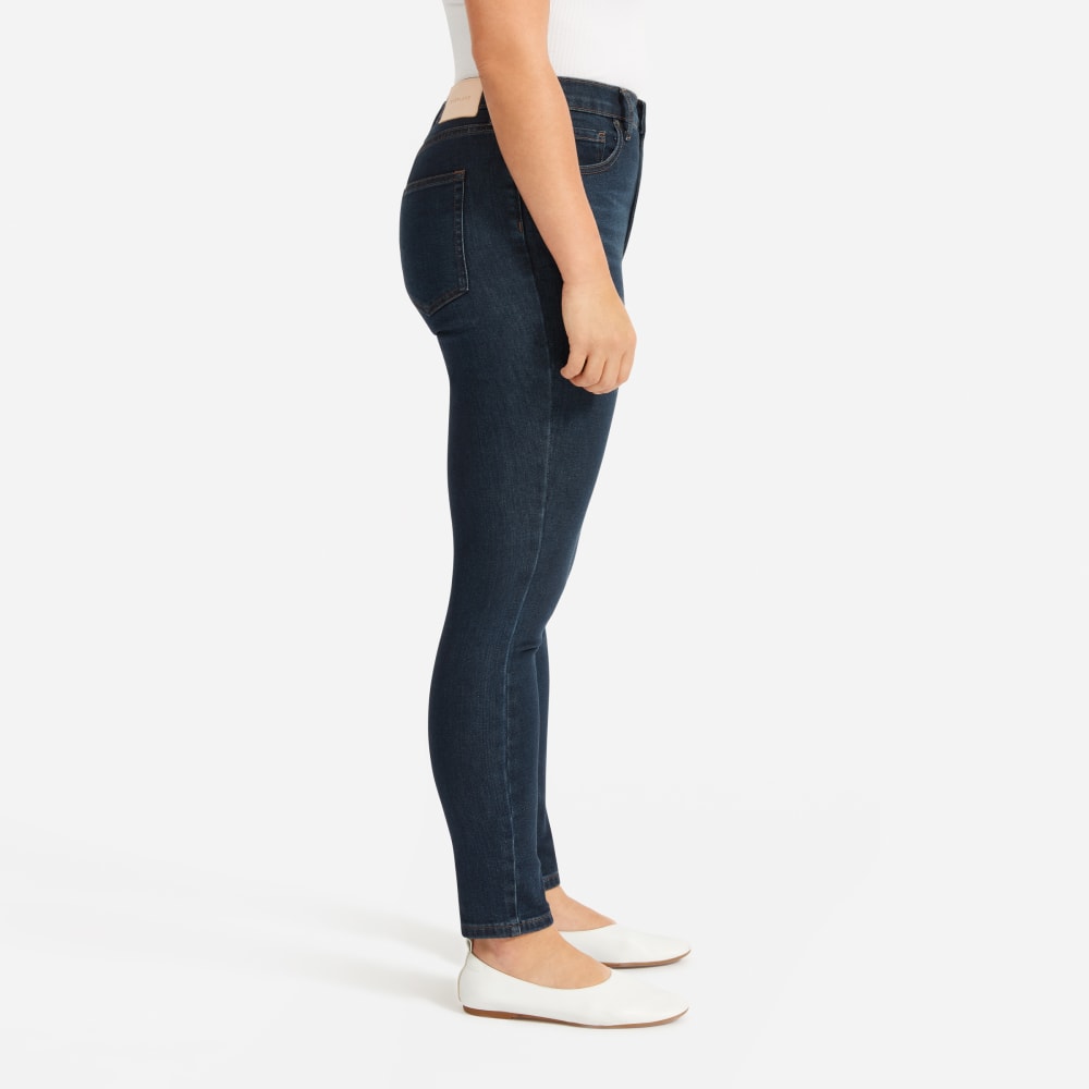 The Authentic Stretch High-Rise Skinny in Deep Indigo — detail view