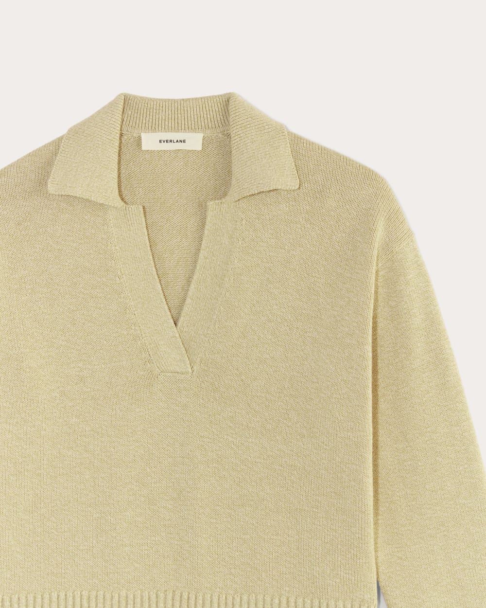 The Boxy Polo in Everyday Cotton in Mojave Desert / Natural — detail view