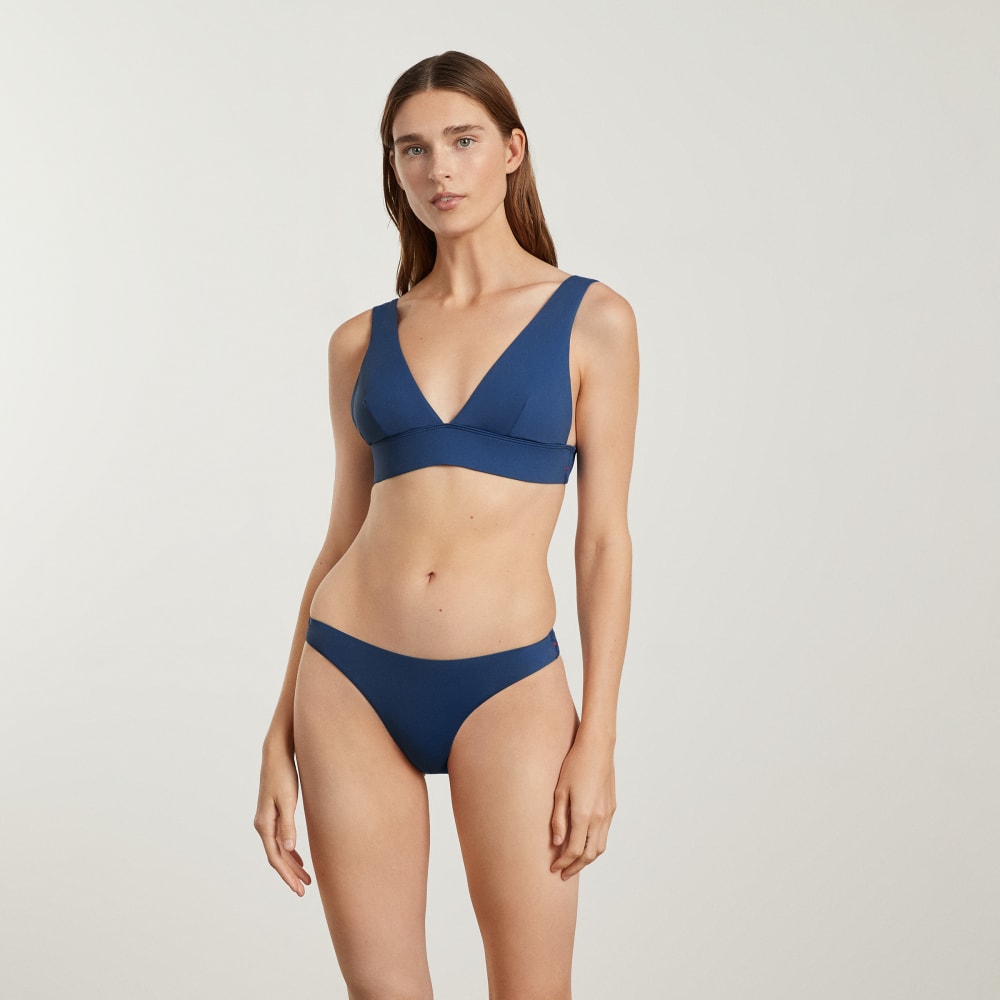 The Triangle Bikini Top in Blue Dusk — detail view