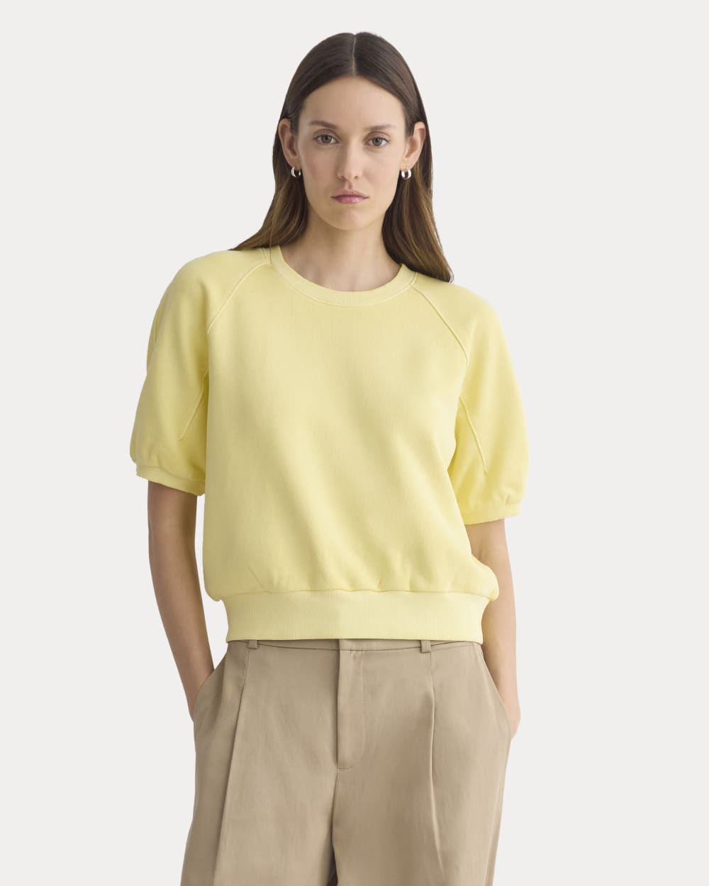 Lightweight Terry Blouson Short-Sleeve Crew in Passion Fruit — front view