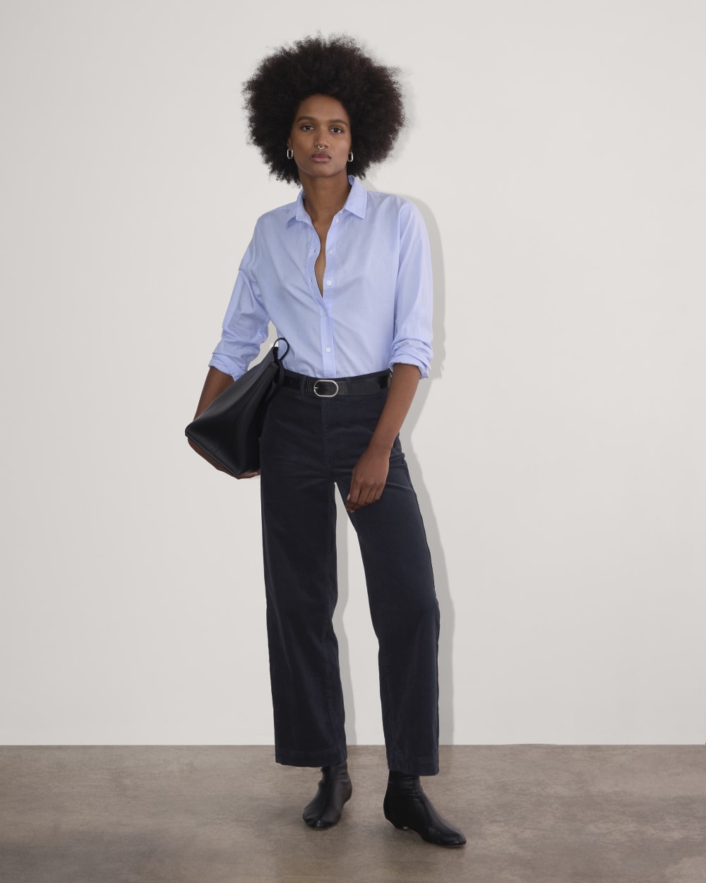 The Sailor Pant in Corduroy in Navy — front view